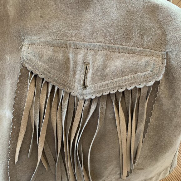 Ralph Lauren Western Suede Fringe Jacket Vntg Size M | Rare Putty Tan Leather M - Picture 9 of 17